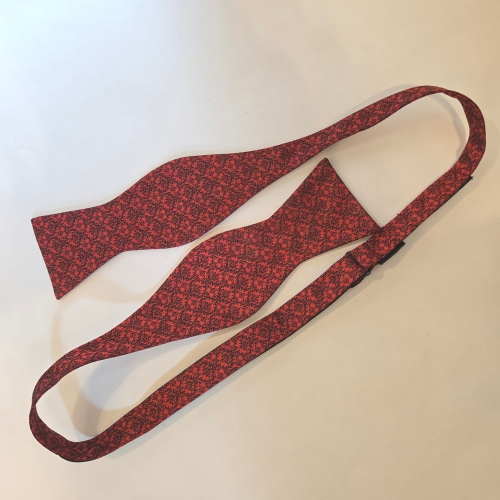 Hi-Tie Bow Tie Paisley‎ Silk Red Black Men Formal Wedding Groomsmank Damask Tie